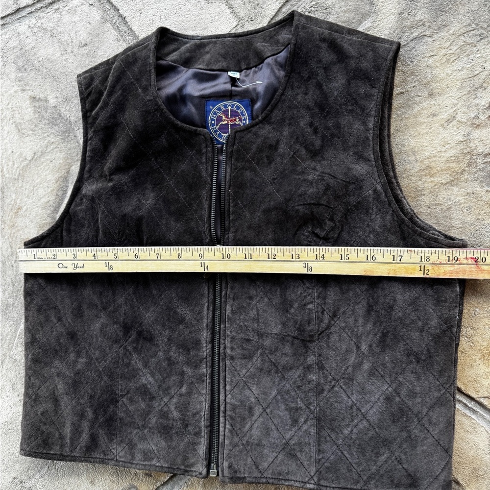 Harold’s Vintage Genuine Suede Leather Vest Brown Zip Western Boho Womens L - Picture 9 of 13